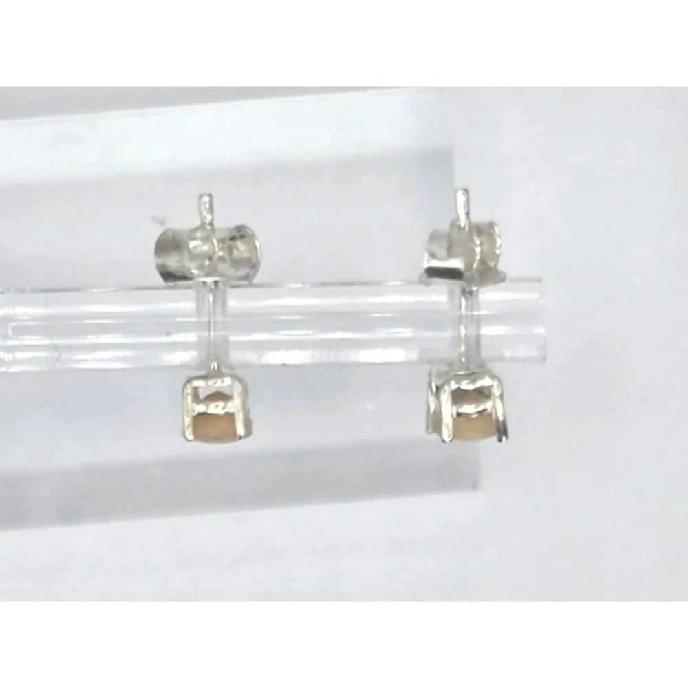 Genuine Ethiopian Opal Stud Earrings Oval Sterling Silver Bezel 6x4mm Handmade